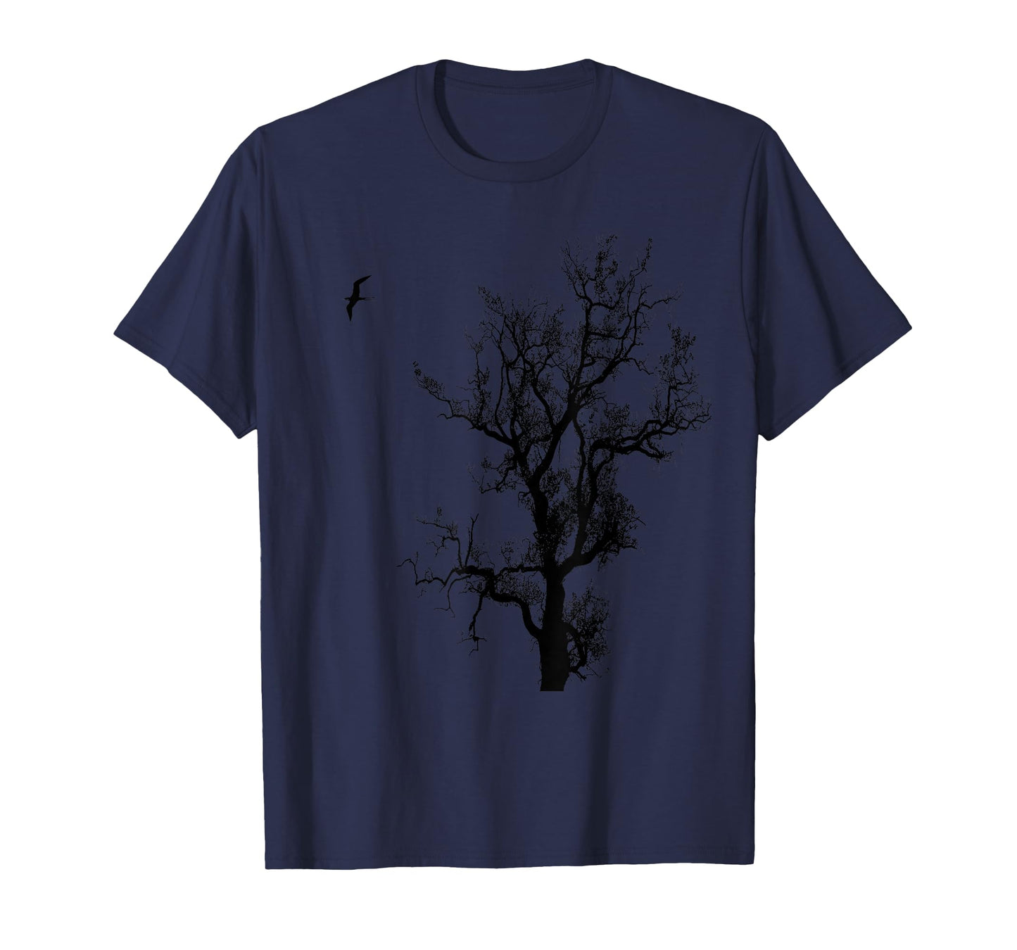 Tree and Bird Tee Nature Black Graphic T-Shirt