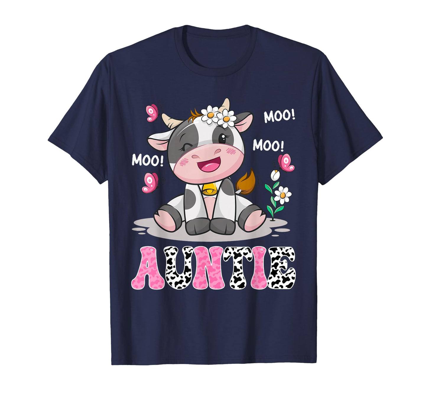 Auntie Cute Cow Moo Moo Farmer Birthday Family Matching T-Shirt