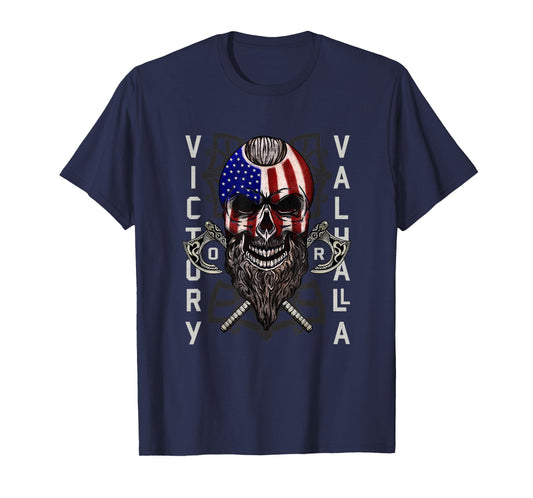 American Viking Victory Valhalla Axe & Skull Flag T-Shirt T-Shirt