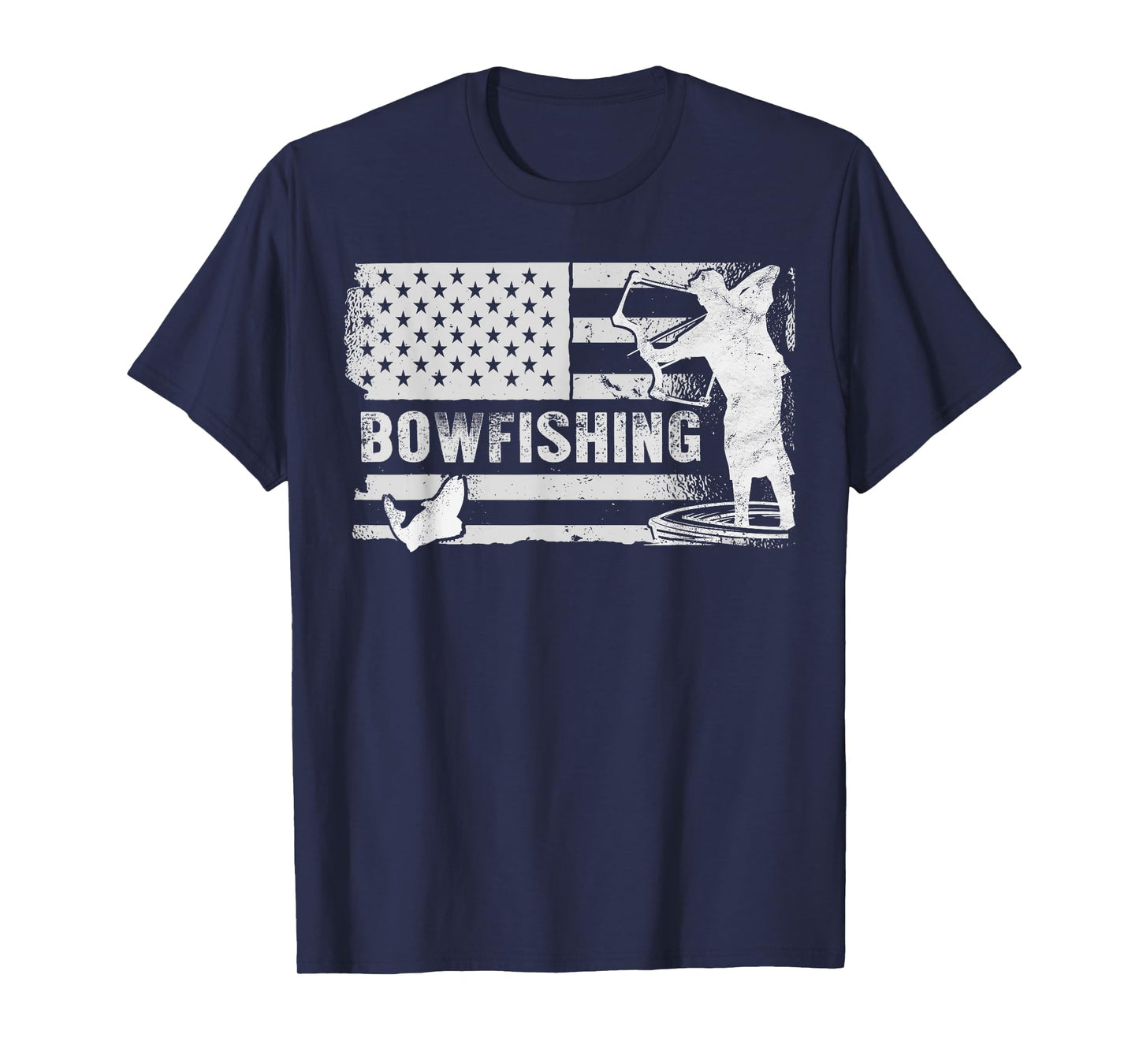 Bowfishing Vintage Look American Flag, Bow Hunting For Fish T-Shirt