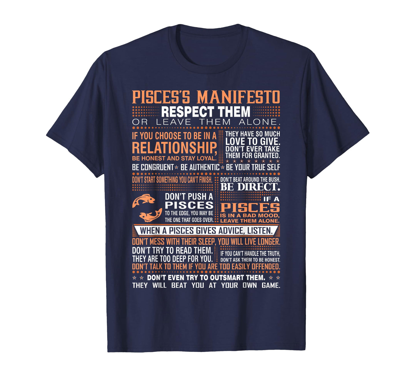 Pisces Manifesto Respect Or Leave Them Alone Zodiac Tshirt T-Shirt