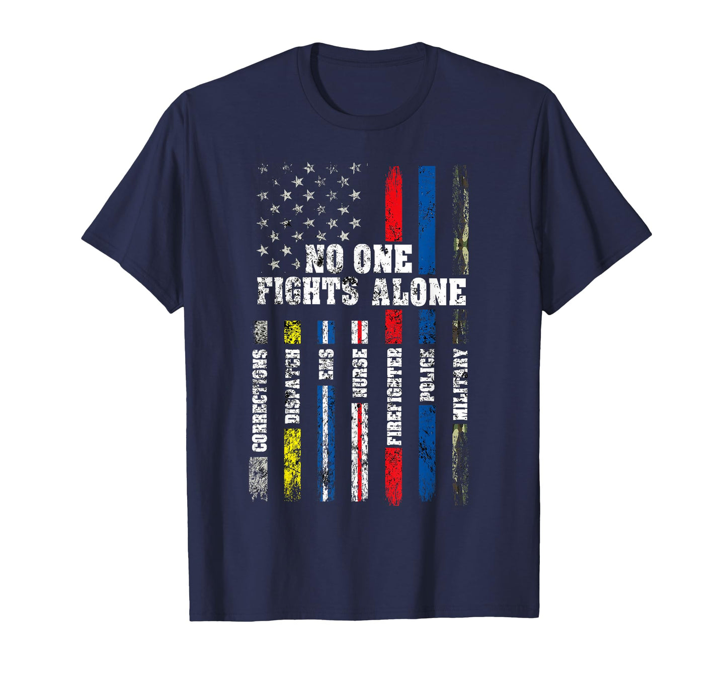 AMERICAN Flag Thin Line Police Fire Military Nurse Responder T-Shirt