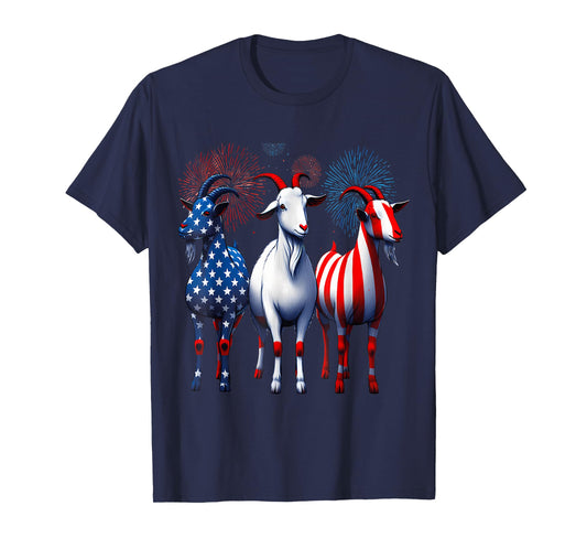 Funny Patriotic Goats USA Flag 4Th of July Goat Lover T-Shirt