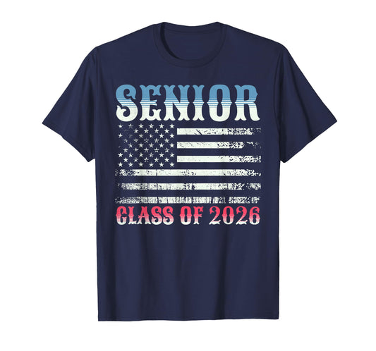Senior 2026 Class of 2026 American USA Flag Graduation T-Shirt