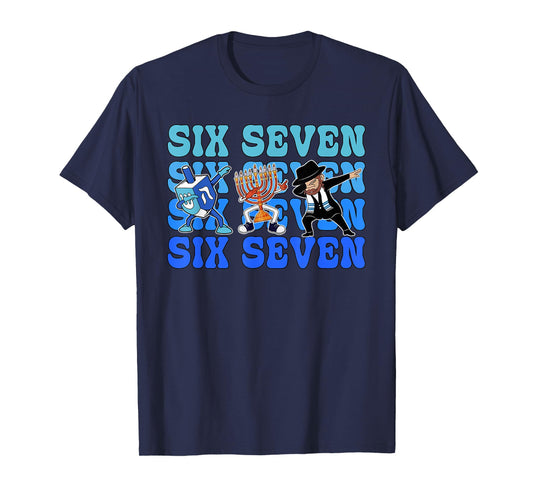 67 Hanukkah Meme Six Seven Dabbing Menorah Dreidel Jewish T-Shirt