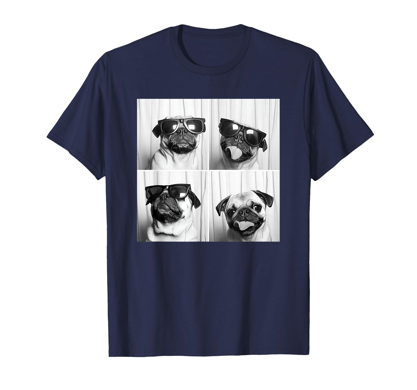Cute Pug Face Pet Photobooth Cool Pug with Sunglasses T-Shirt