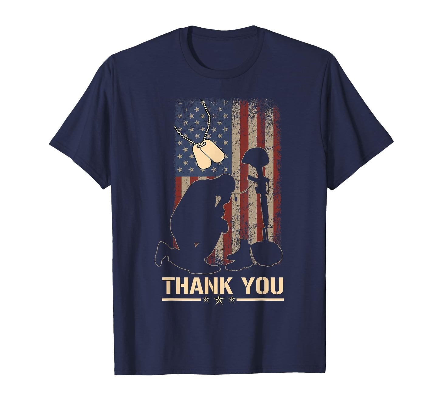 American Flag Thank You Veterans Military Appreciation T-Shirt