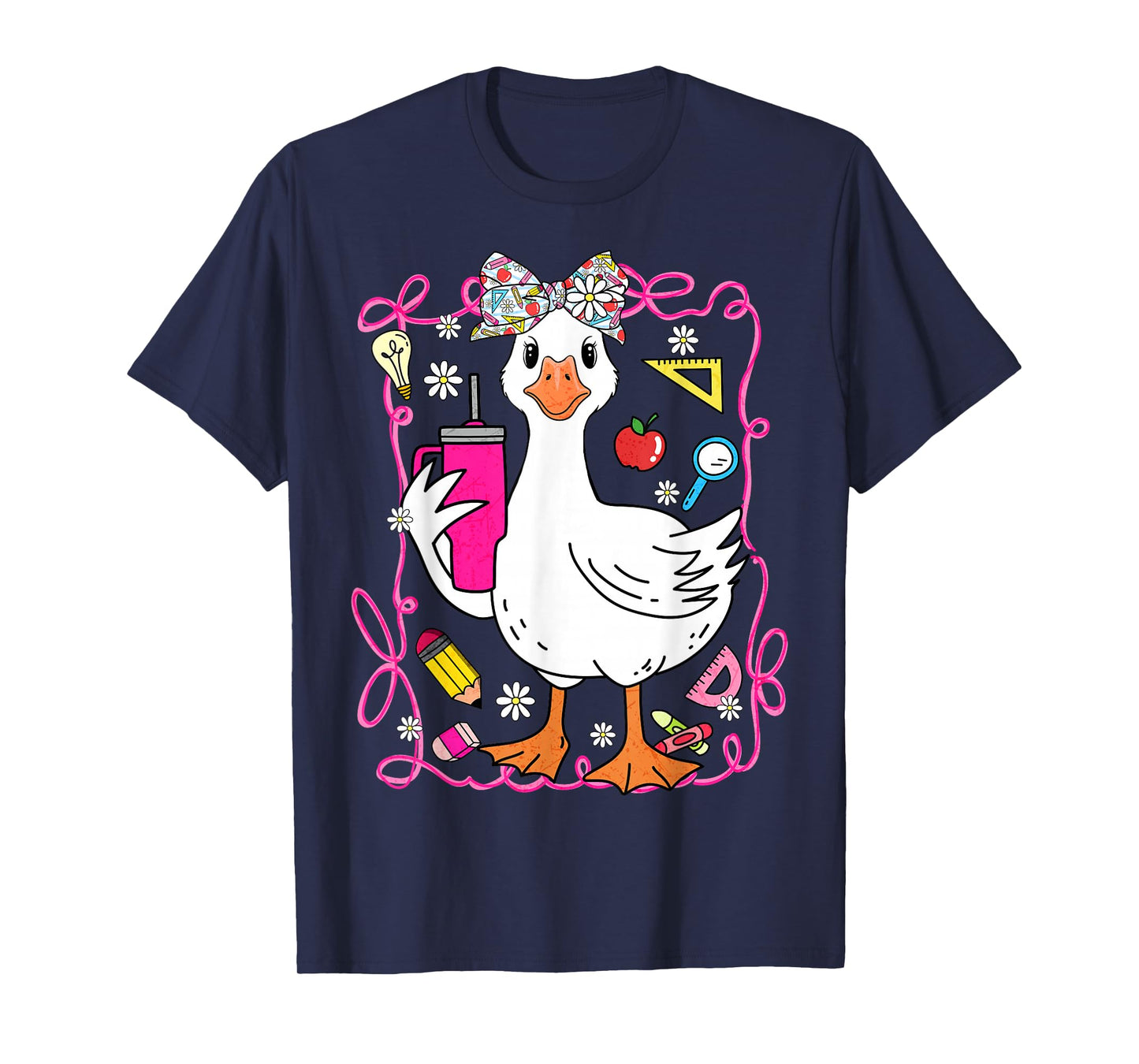 Cute Teacher Goose Funny Back to School Animal Design T-Shirt