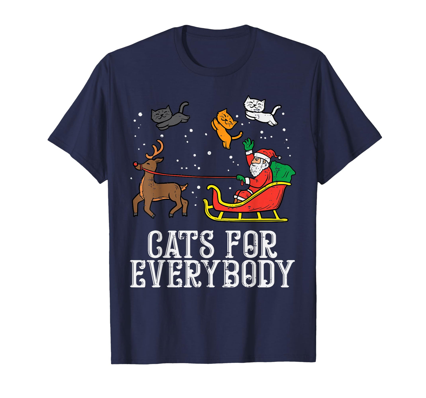 Cats for Everybody Christmas Cat Funny Xmas Women Santa T-Shirt