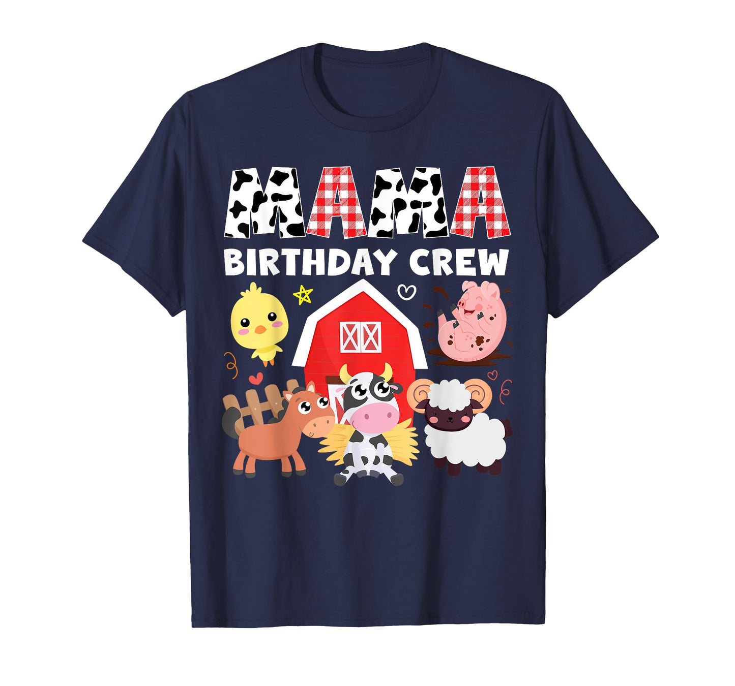 Cow Mama Birthday Crew Farm Theme Animals Birthday Party T-Shirt