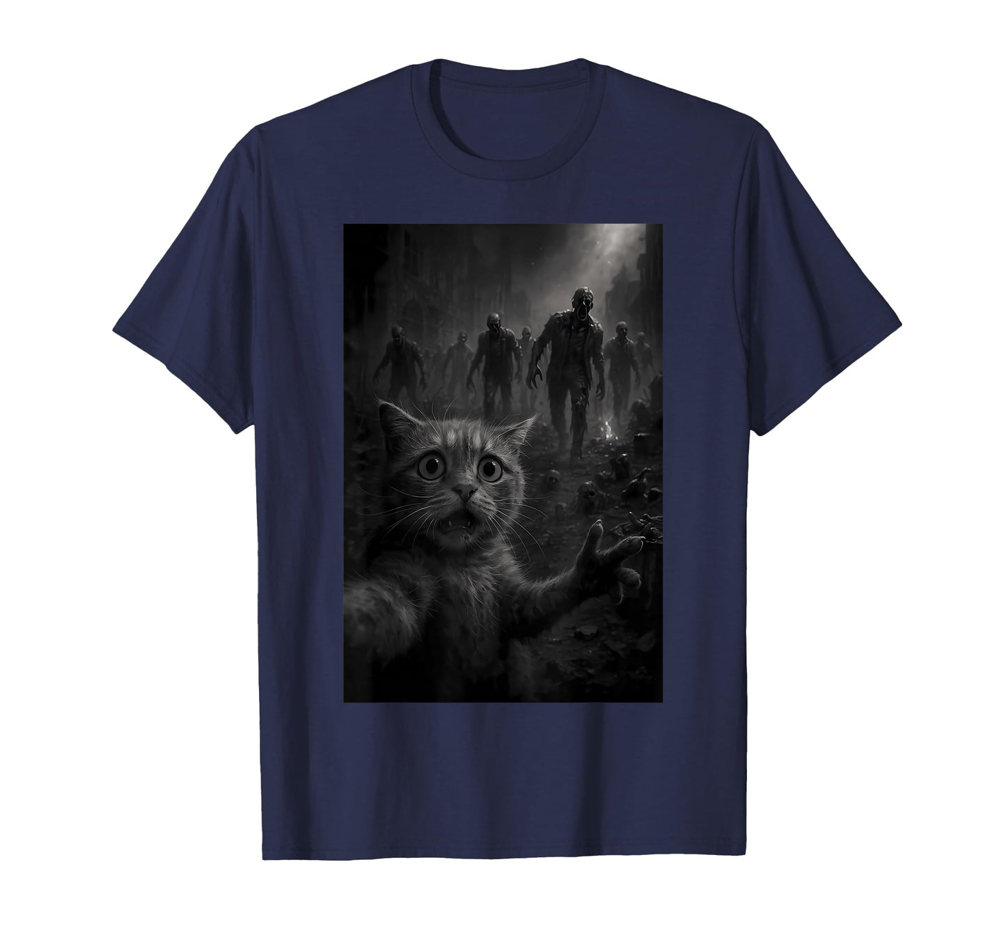 Funny Cat Selfie Top With Zombie Apocalypse T-Shirt