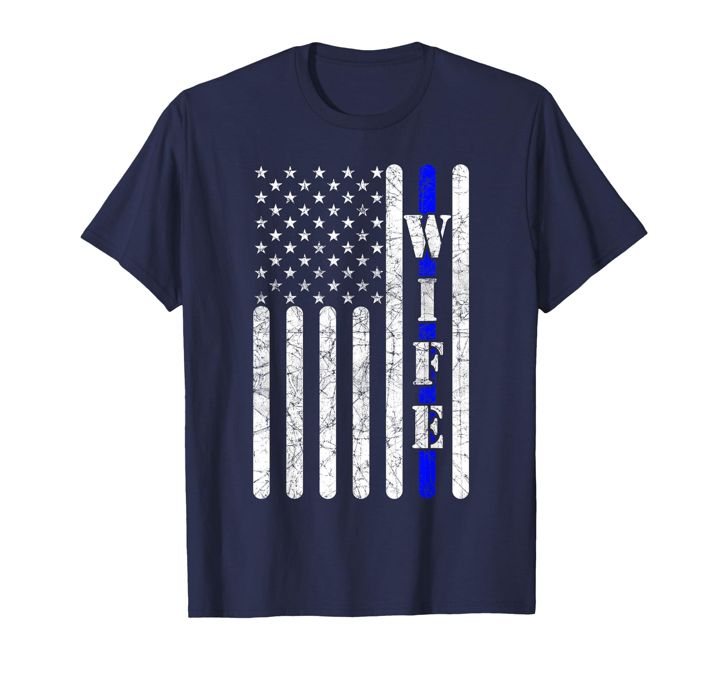 Thin Blue Line T Shirt Police Wife Vintage American Flag T-Shirt