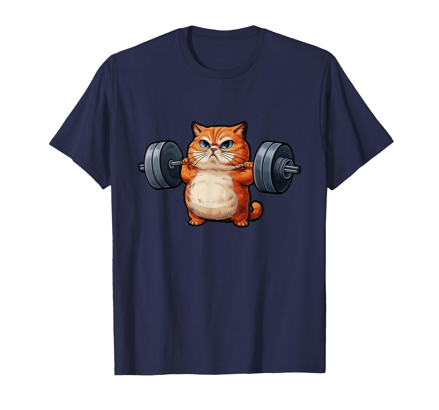Cat Weightlifting T-Shirt- Funny Cat Workout and Fitness Tee T-Shirt