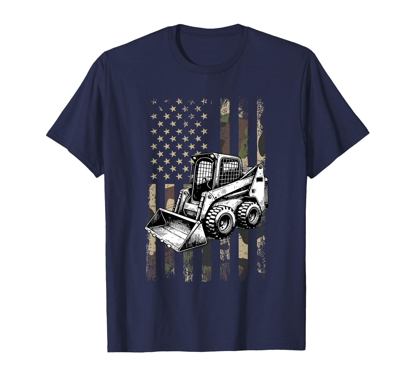 skid steer, american flag construction skid steer T-Shirt