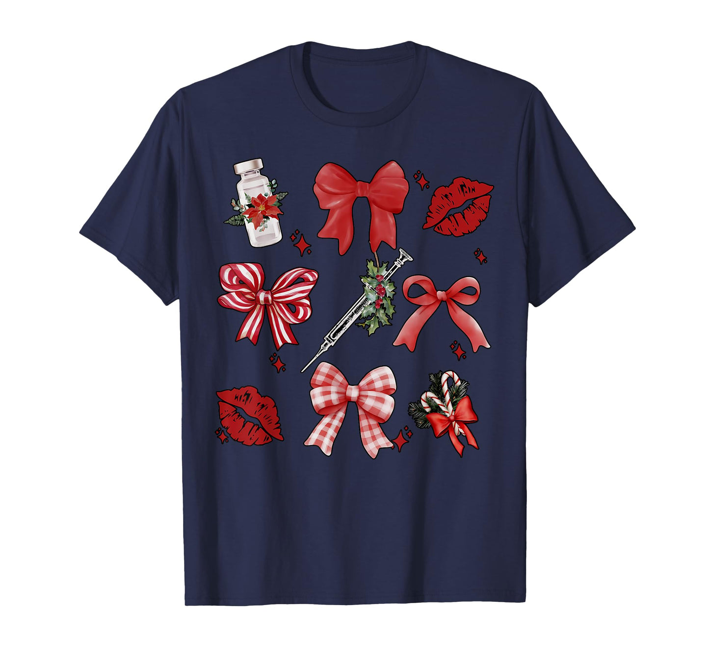Christmas Aesthetic Nurse Injector Coquette Bow Botox Dealer T-Shirt