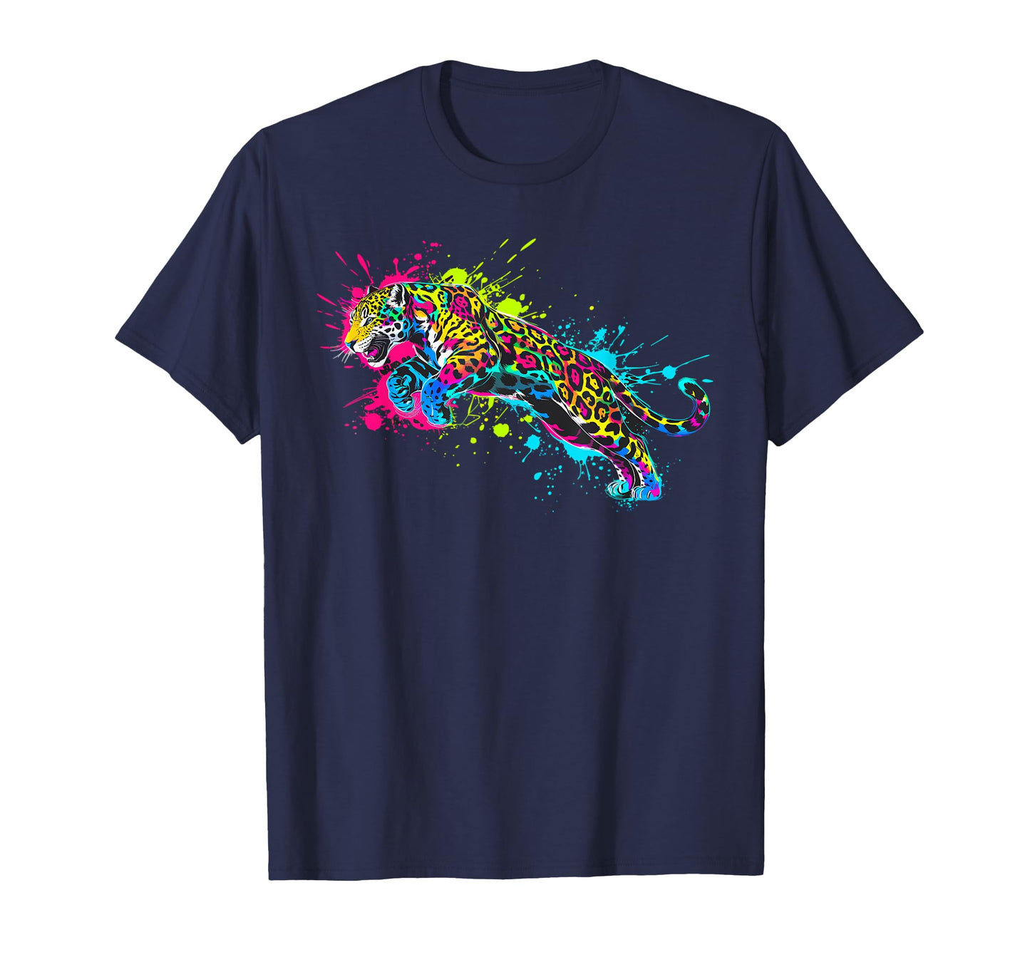 Wild Animal Jaguar with Neon Colors Jungle T-Shirt