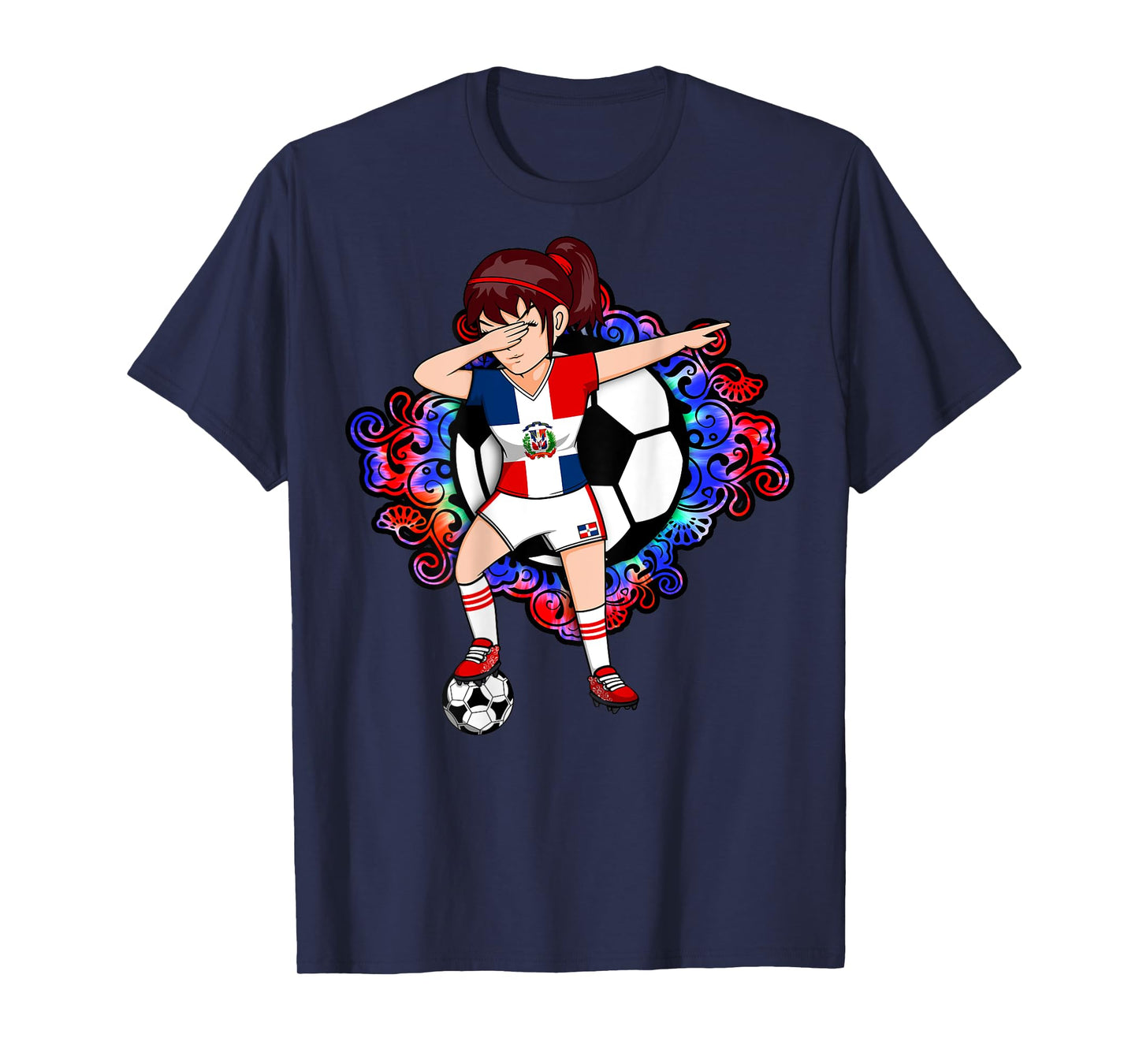 Dabbing Soccer Girl Dominican Republic Fans Jersey Football T-Shirt