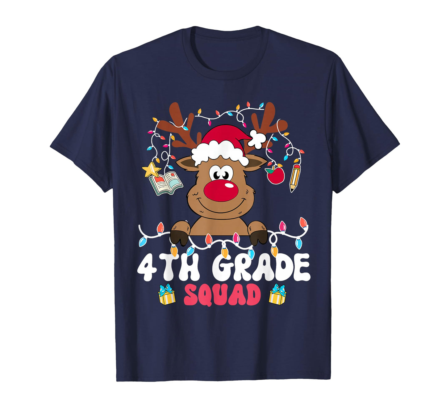 4th Grade Squad Reindeer Christmas Fourth Grade Teacher Xmas T-Shirt