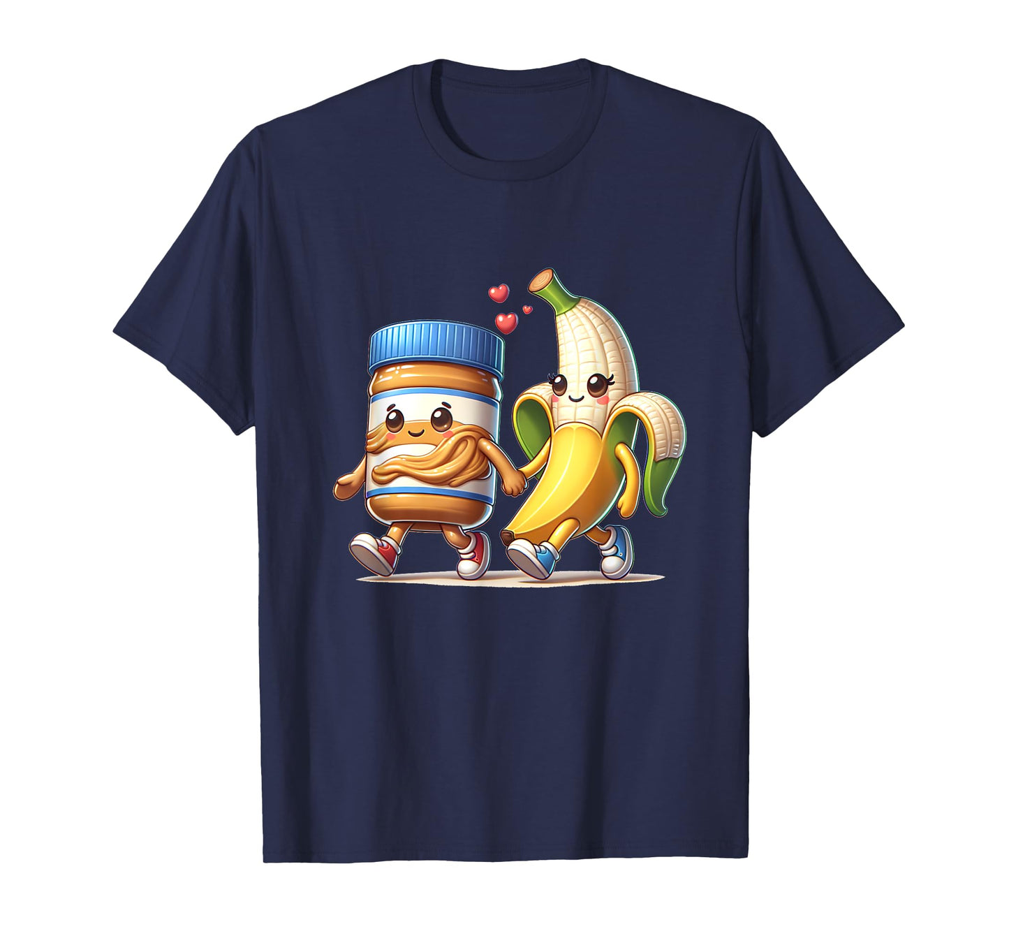 Funny Cute Banana and Peanut Butter Lovely couple Cartoon T-Shirt
