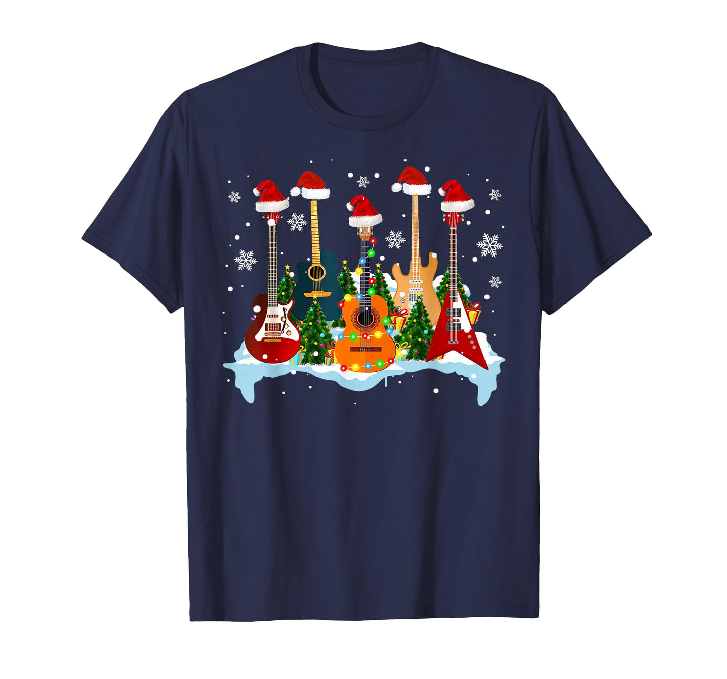 Christmas Guitar Tree Funny Guitarist Christmas T-Shirt