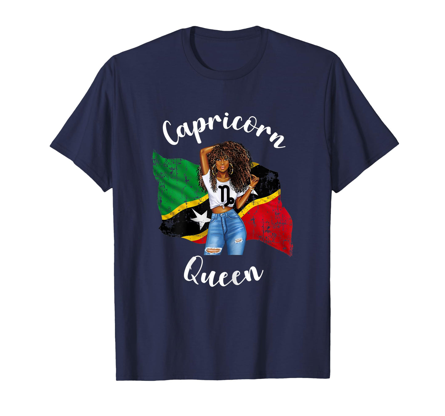 Womens St Kitts Queen Capricorn Birthday Zodiac Astrology January T-Shirt