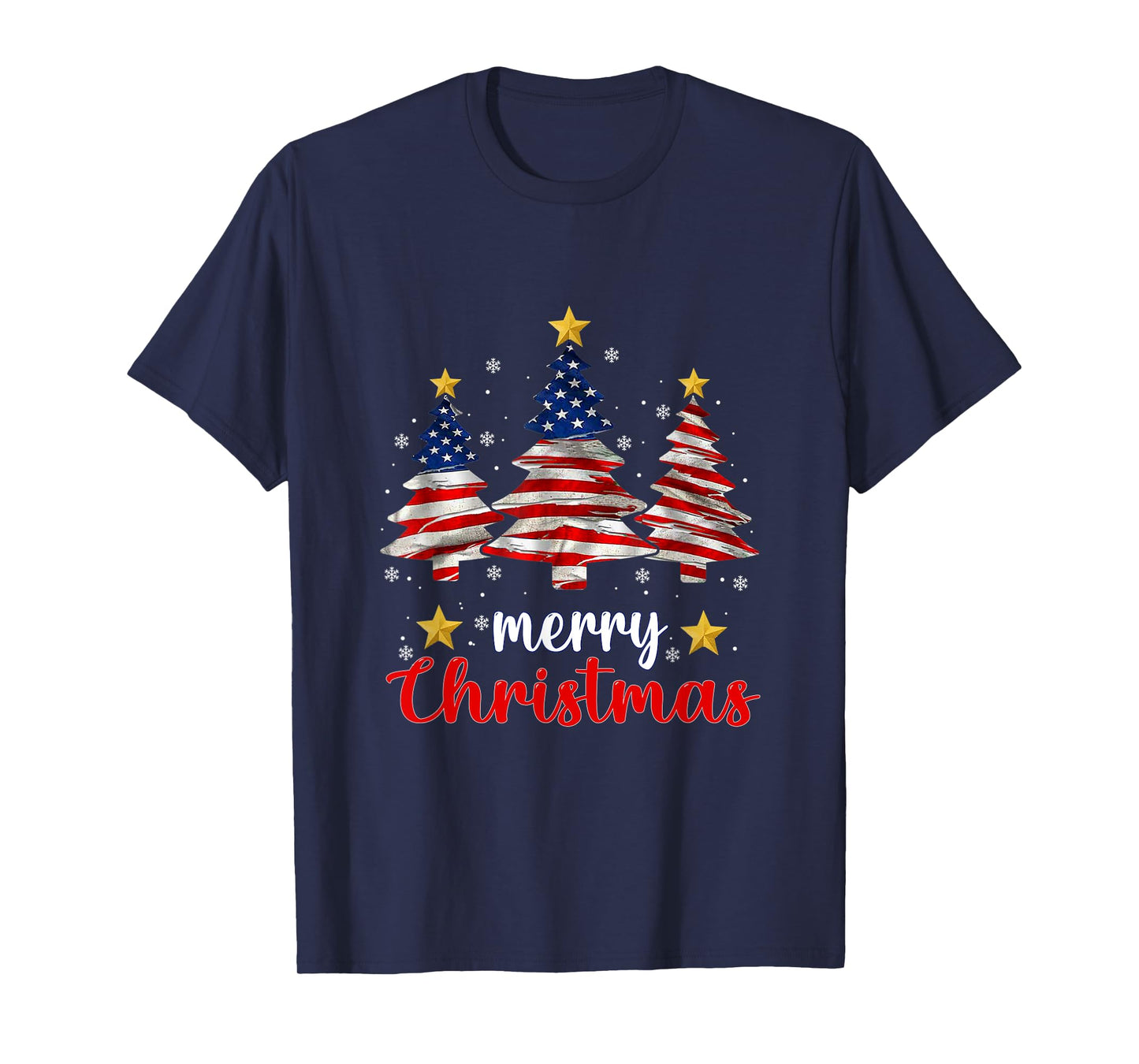 Merry Christmas Tree American Flag Funny US Flag Xmas Pajama T-Shirt