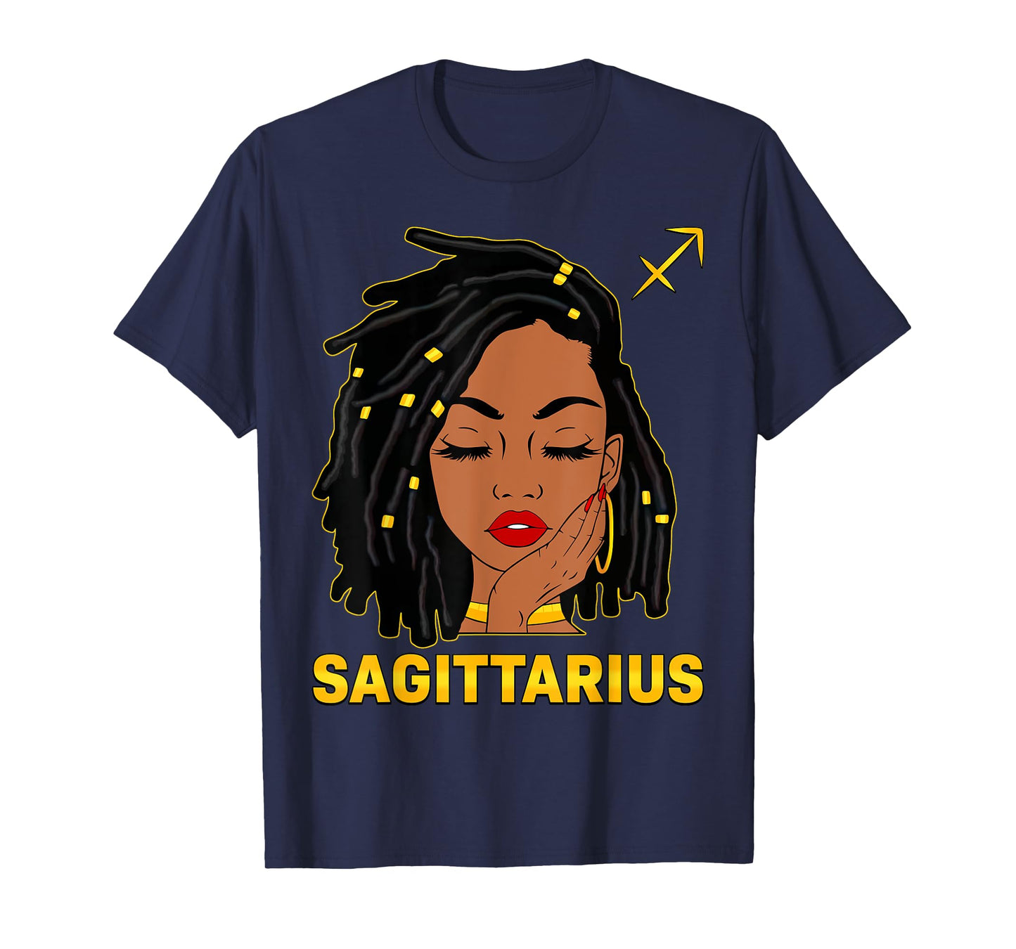 Sagittarius Queen Loc'd Hair Black Woman Zodiac Sign Bday T-Shirt