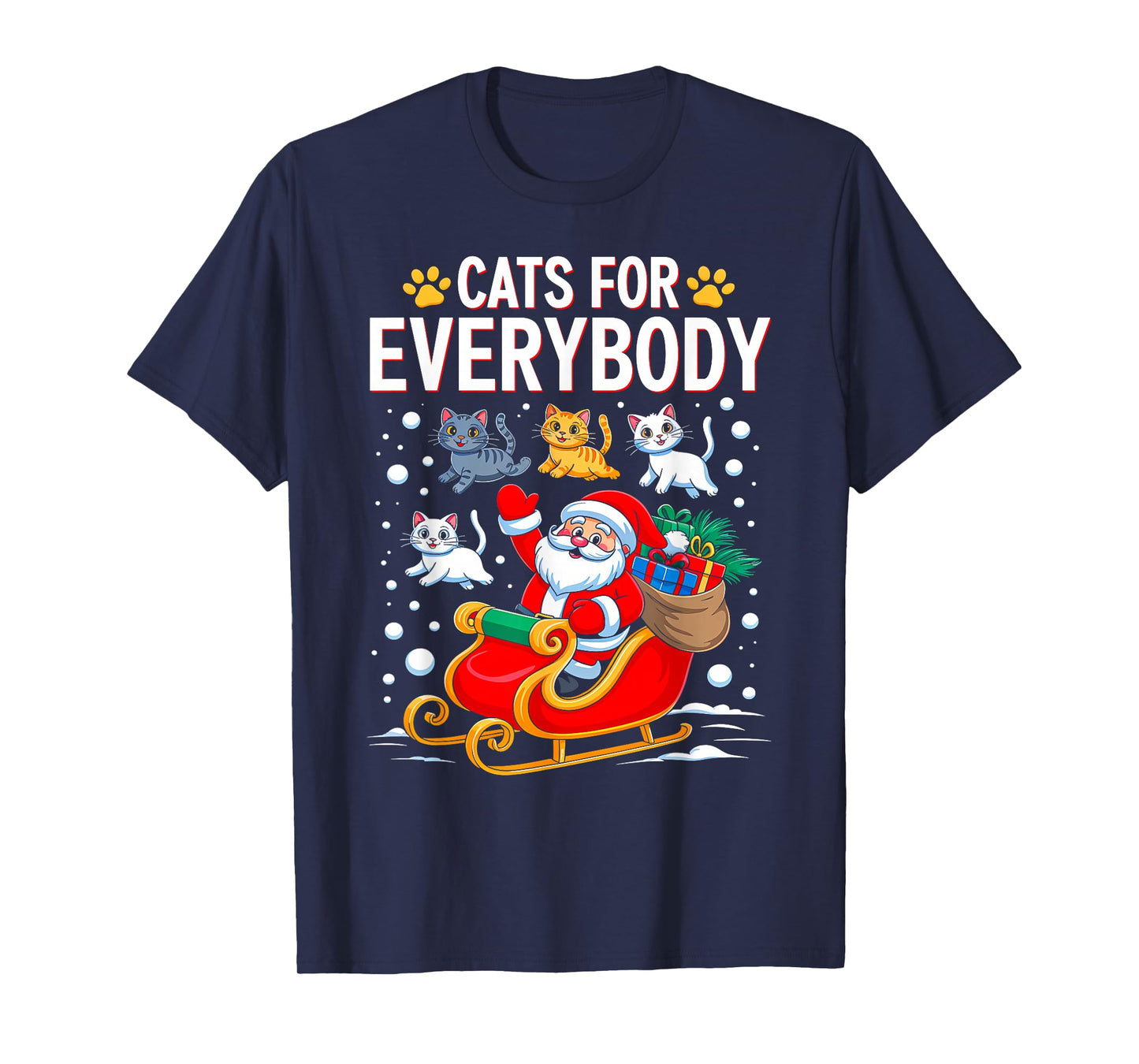 Funny Christmas Cat Santa Xmas Pajamas Cats for Everybody T-Shirt
