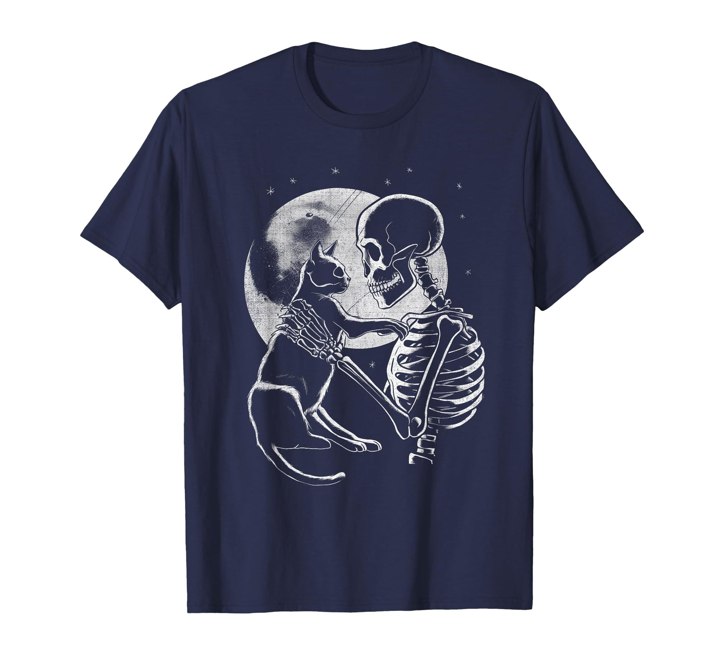 Skeleton Holding A Cat Funny Halloween Men Women Girl Kids T-Shirt