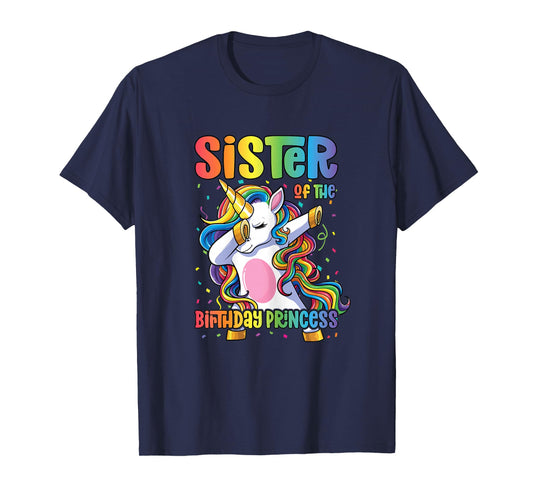 Sister of the Birthday Princess Girl Dabbing Unicorn T-Shirt