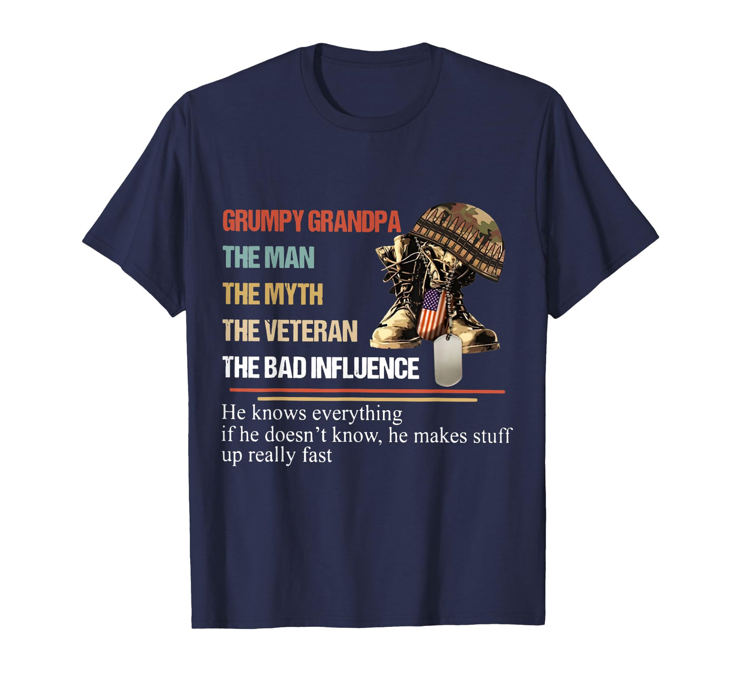 Grumpy Grandpa The Man The Myth The Veteran T-Shirt