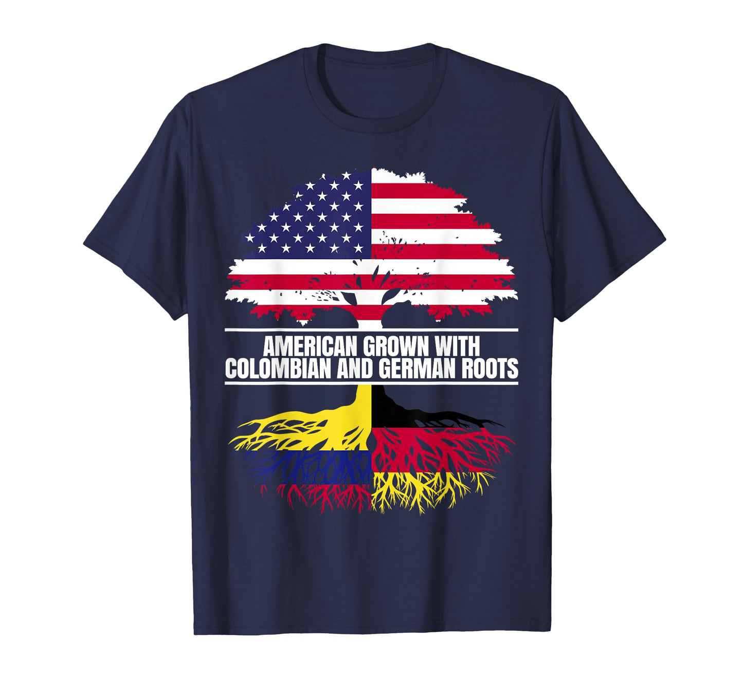 American Grown with Flag Heritage Colombian German Roots T-Shirt