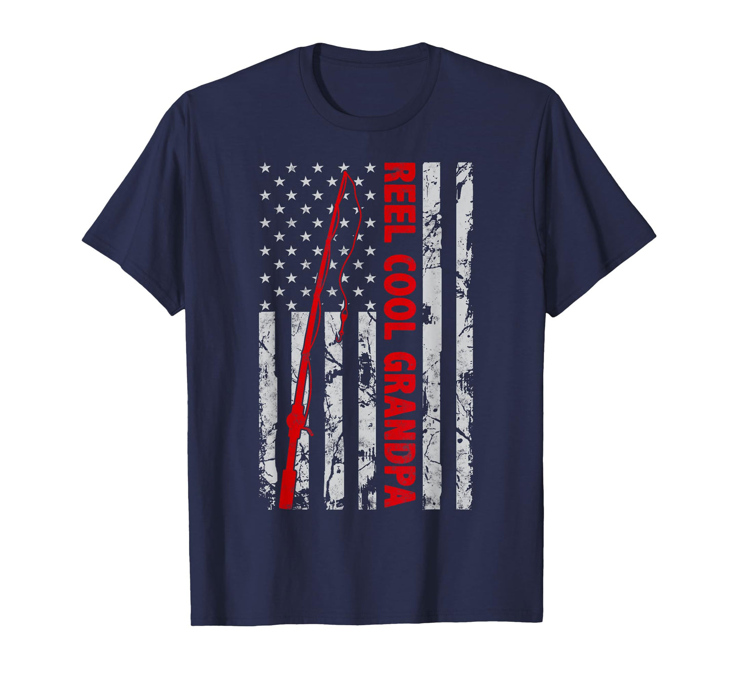 Reel cool Grandpa Fishing American Flag gift for Fisherman T-Shirt