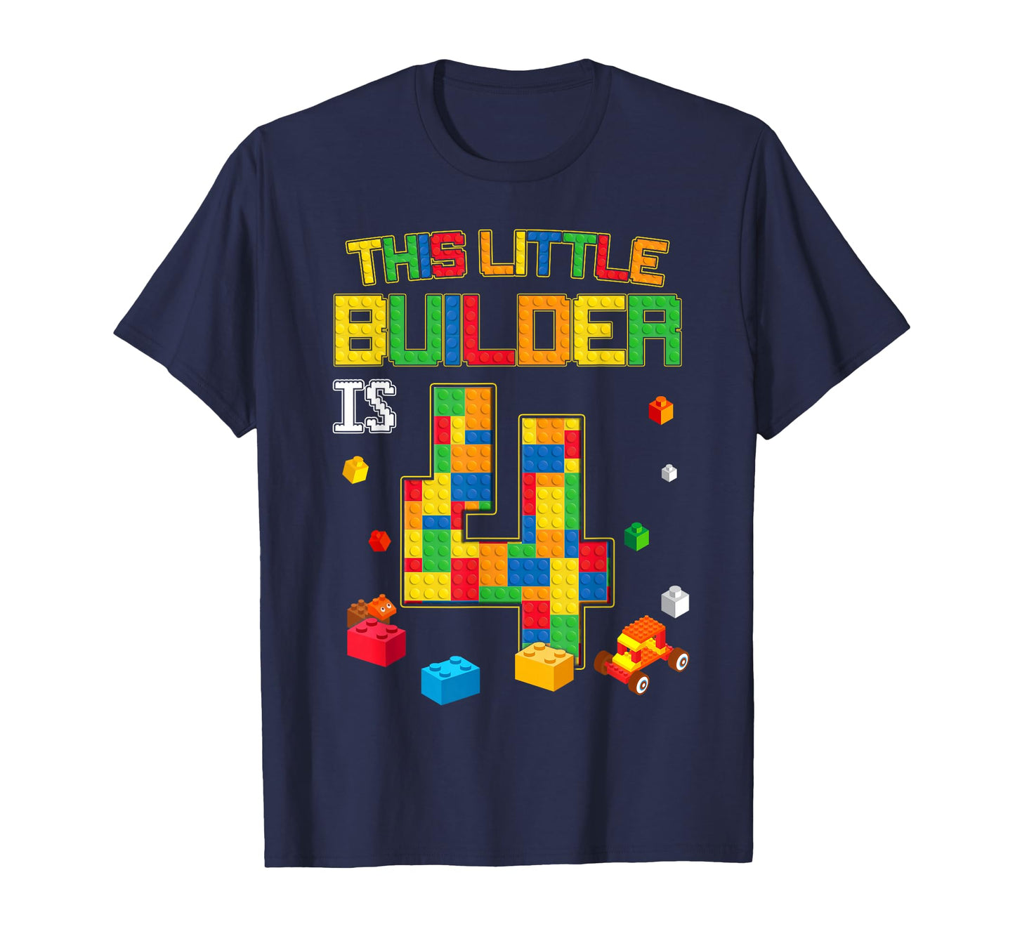 Building Blocks 4 Years Old Birthday Boy T-Shirt