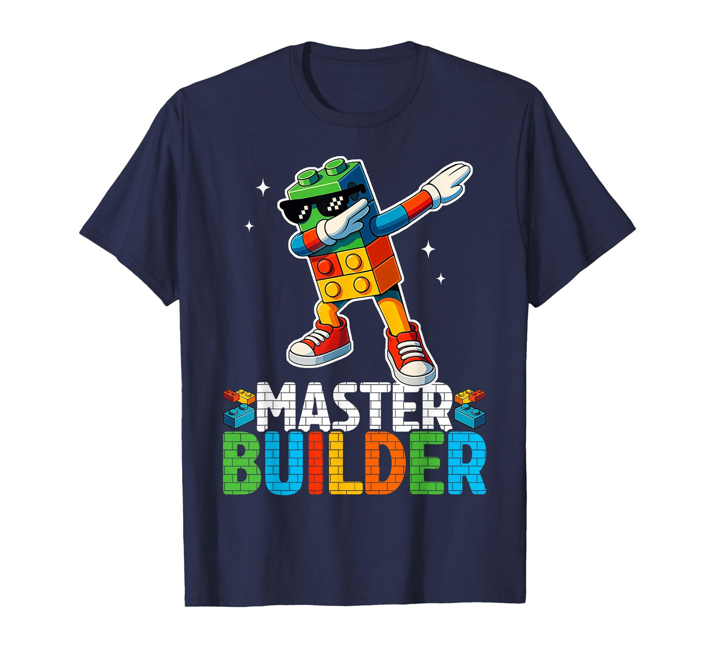 Dabbing Blocks Bricks Building Kids Boys Master Builder T-Shirt