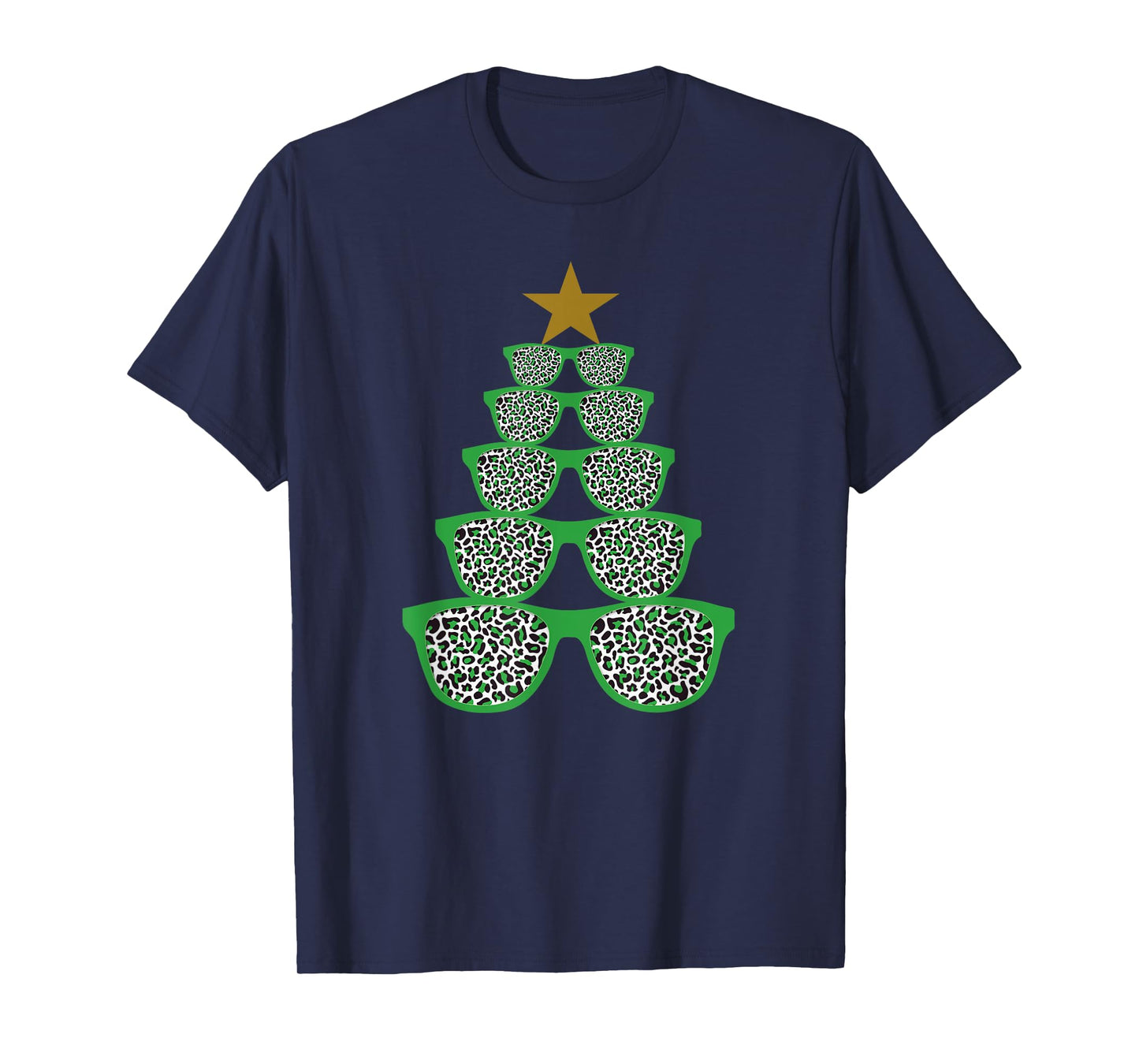 Cute Sunglasses Optometrist Christmas Tree Leopard Optician T-Shirt