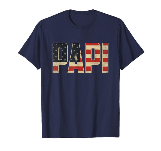 Papi Bold Patriotic American Flag Father’s Day Papi T-Shirt