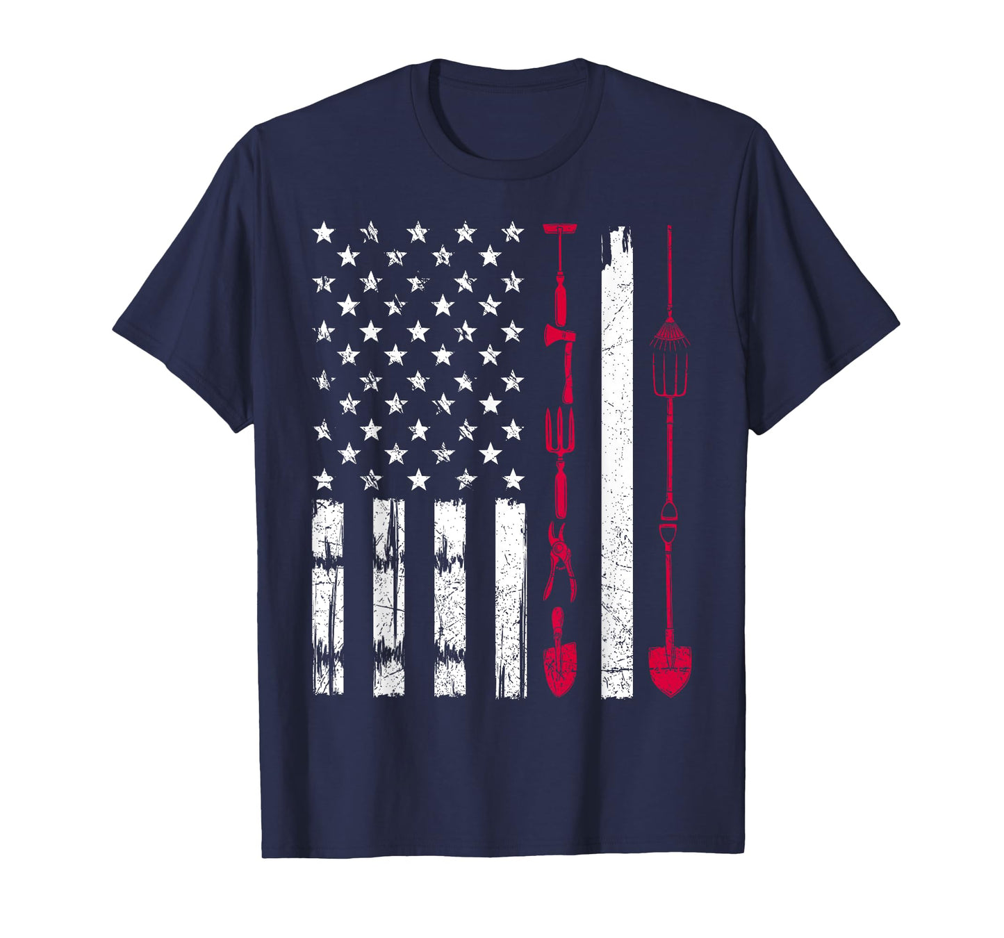 USA Gardening Flag Proud American Gardener Patriotic Retro T-Shirt