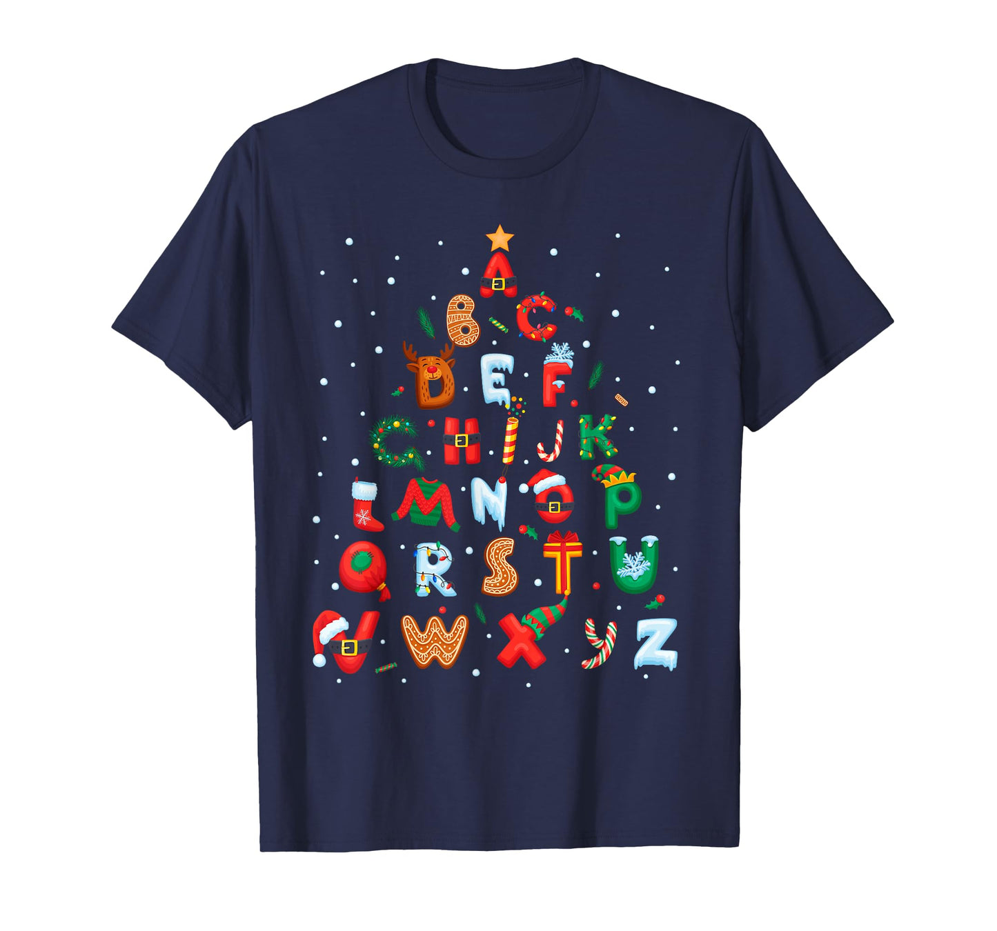 ABCs Learning Kindergarten Teacher Funny Christmas Alphabet T-Shirt