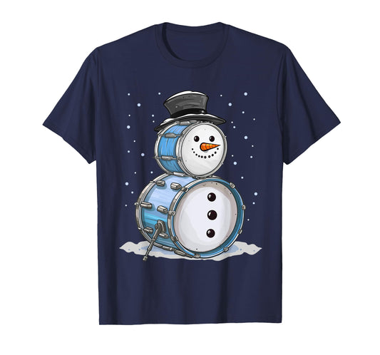 Funny Christmas Snowman Drummer Drums Percussion T-Shirt