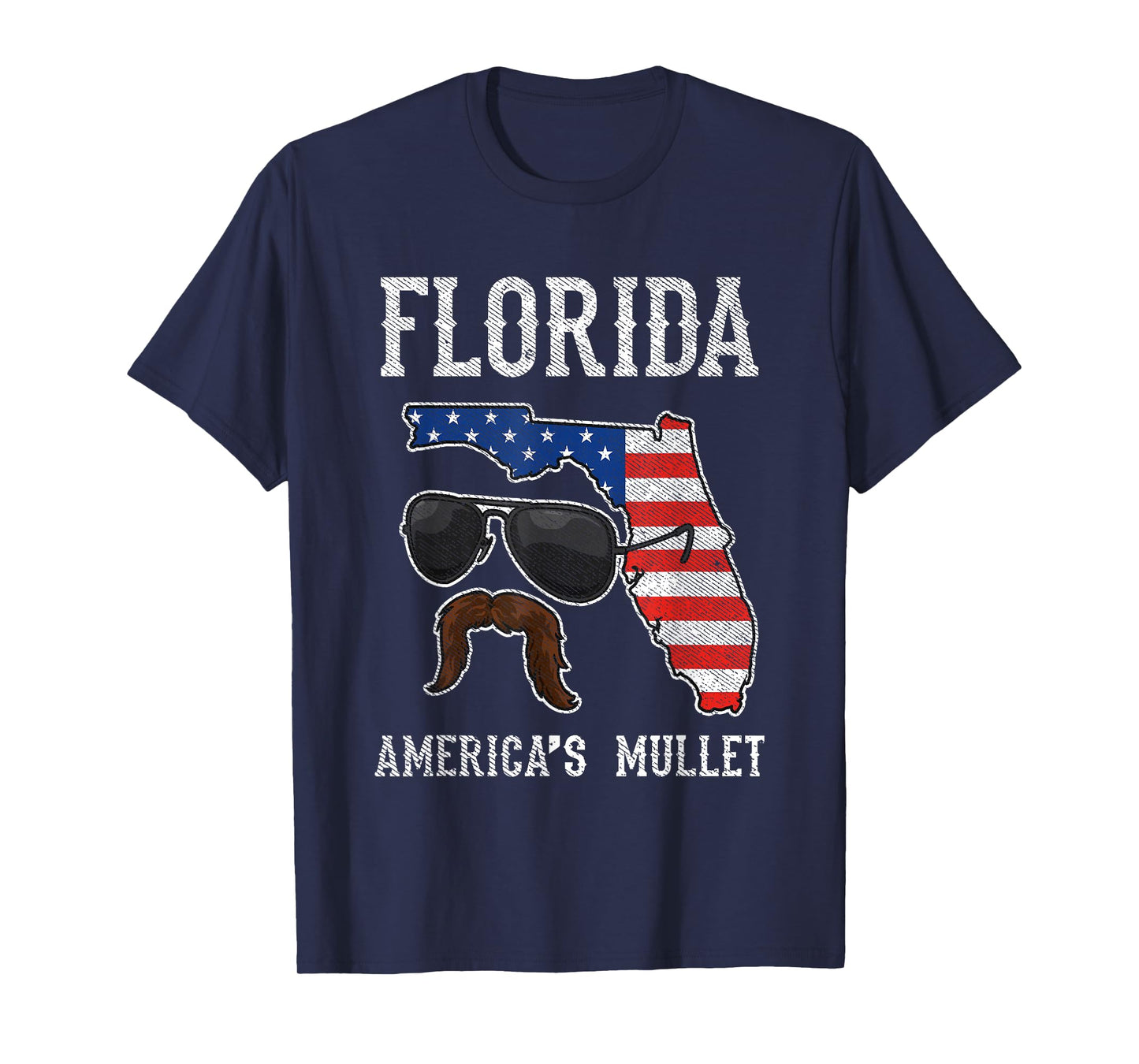 Florida America's Mullet Funny Patriotic American Flag T-Shirt Small