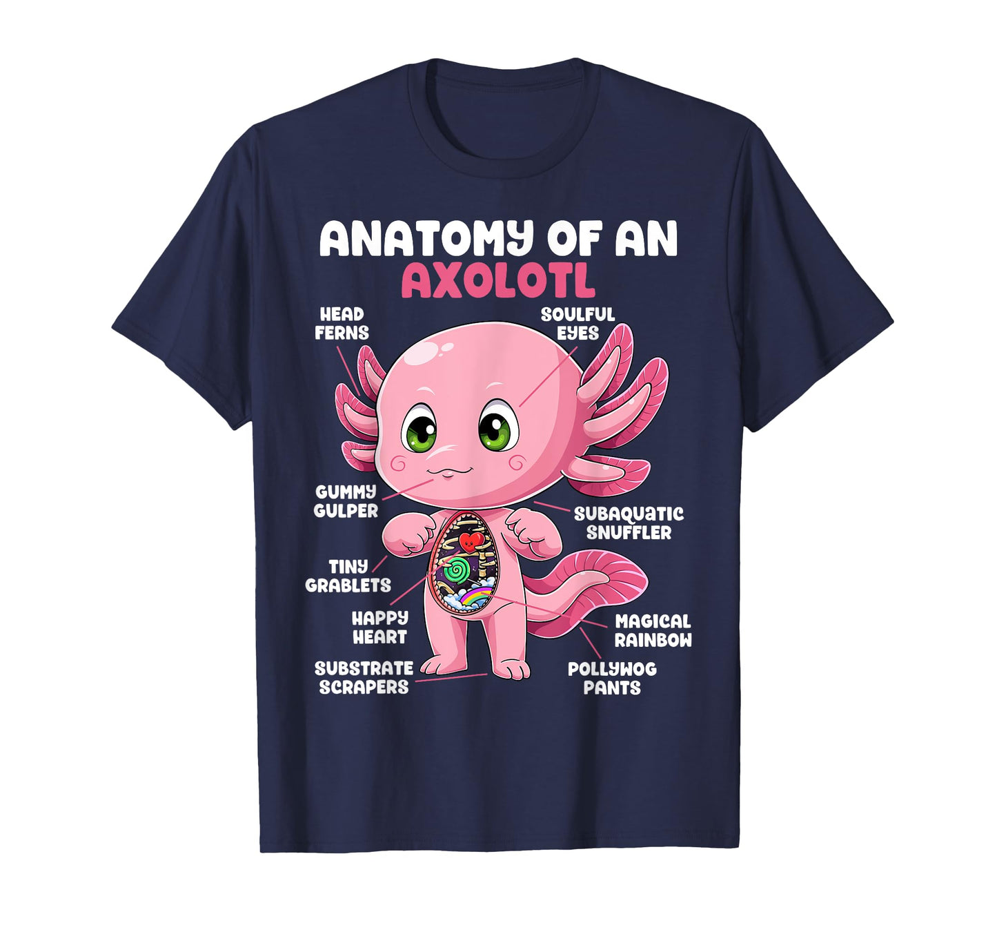 Axolotl Anatomy Shirt Anatomy of an Axolotl Biology Science T-Shirt