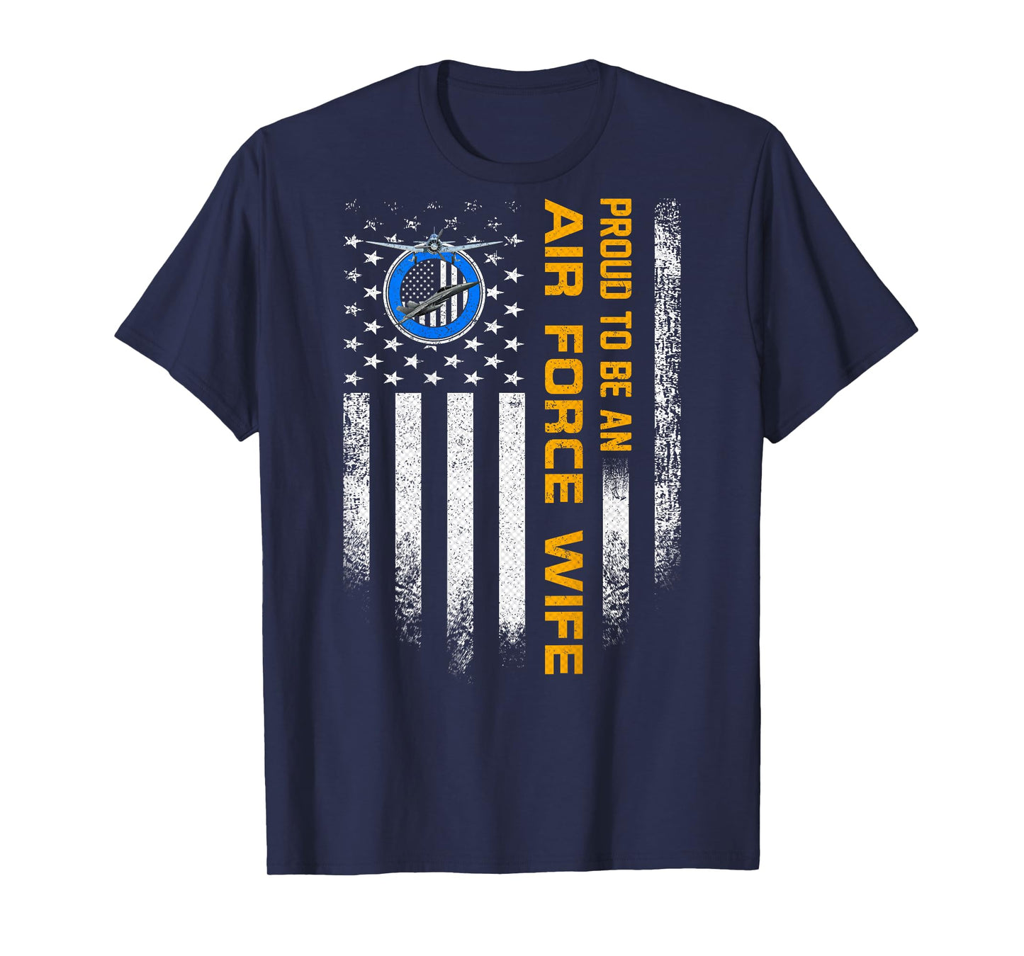 Vintage USA Flag Proud To Be An US Air Force Veteran Wife T-Shirt for Women Men