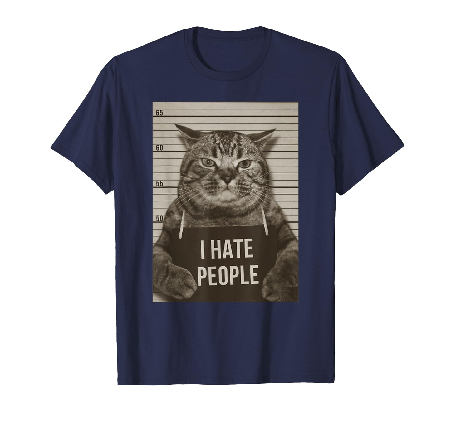 Funny Cat Police Mugshot I Hate People T-Shirt