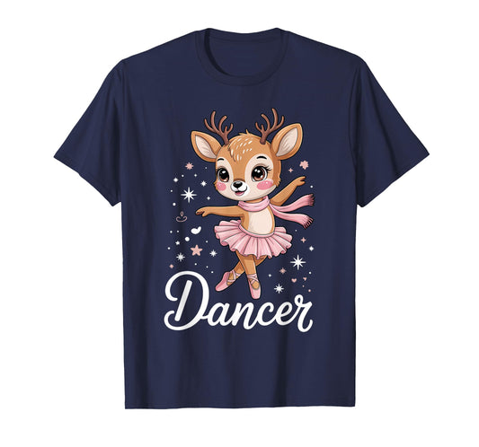 Cute Christmas Ballet Deer Dancer Reindeer Dancing Teacher T-Shirt