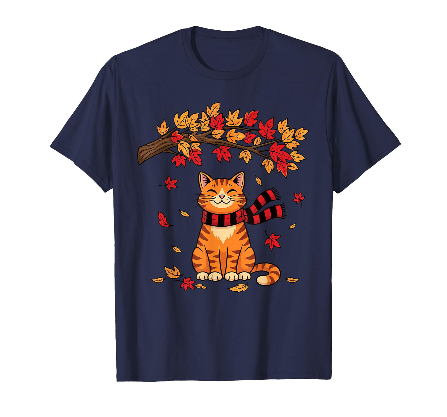 Cute Cat Leaf Fall Autumn Cat Thanksgiving It’s Fall Y’All T-Shirt