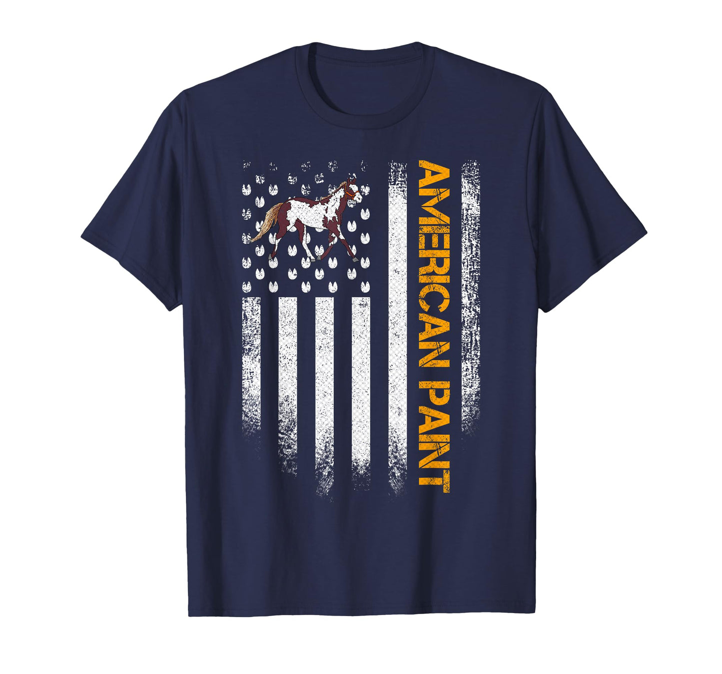 Vintage USA American Flag American Paint Horse Funny T-Shirt
