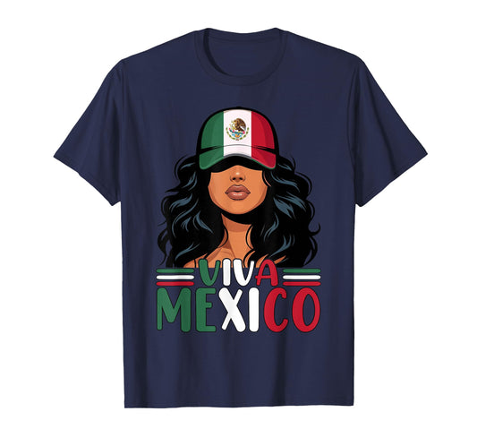 Viva Mexico Mexican Girl Independence Day Mexican Flag Women T-Shirt