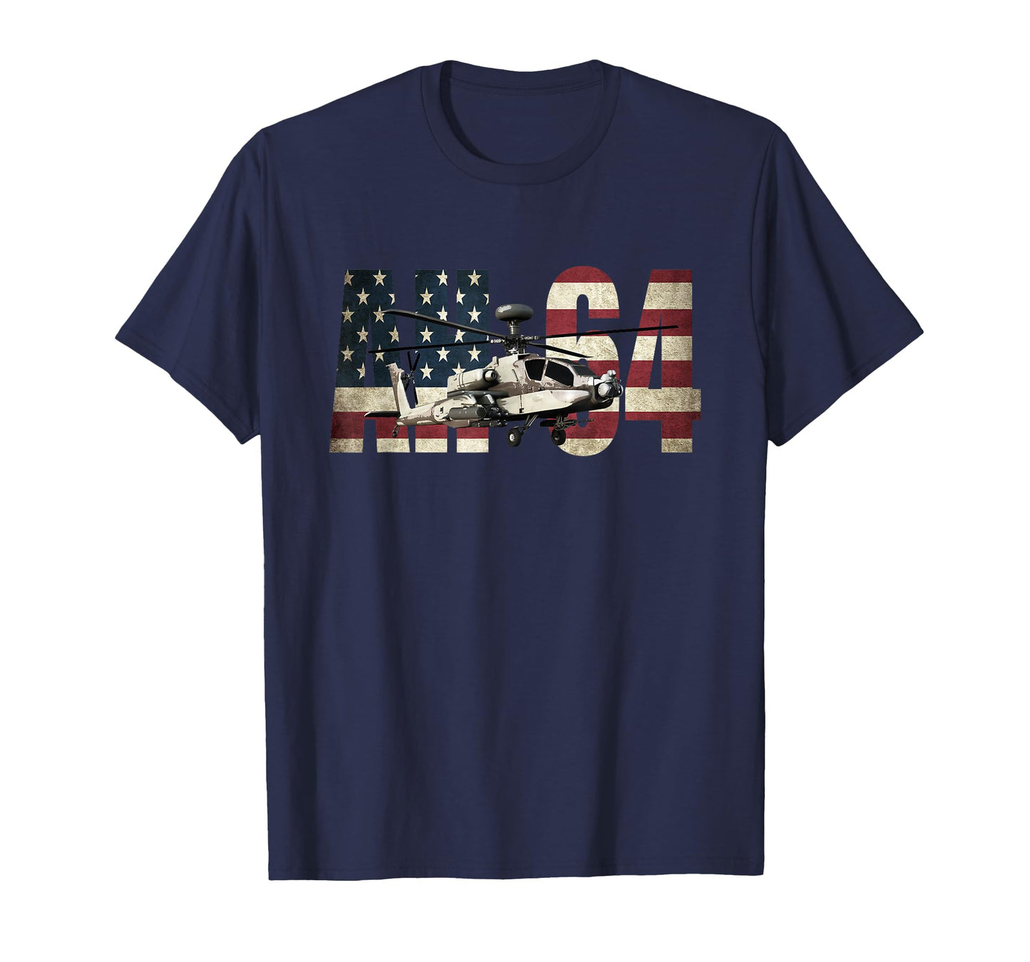 AH-64 AH64 Apache Helicopter US American Flag Tshirt T-Shirt