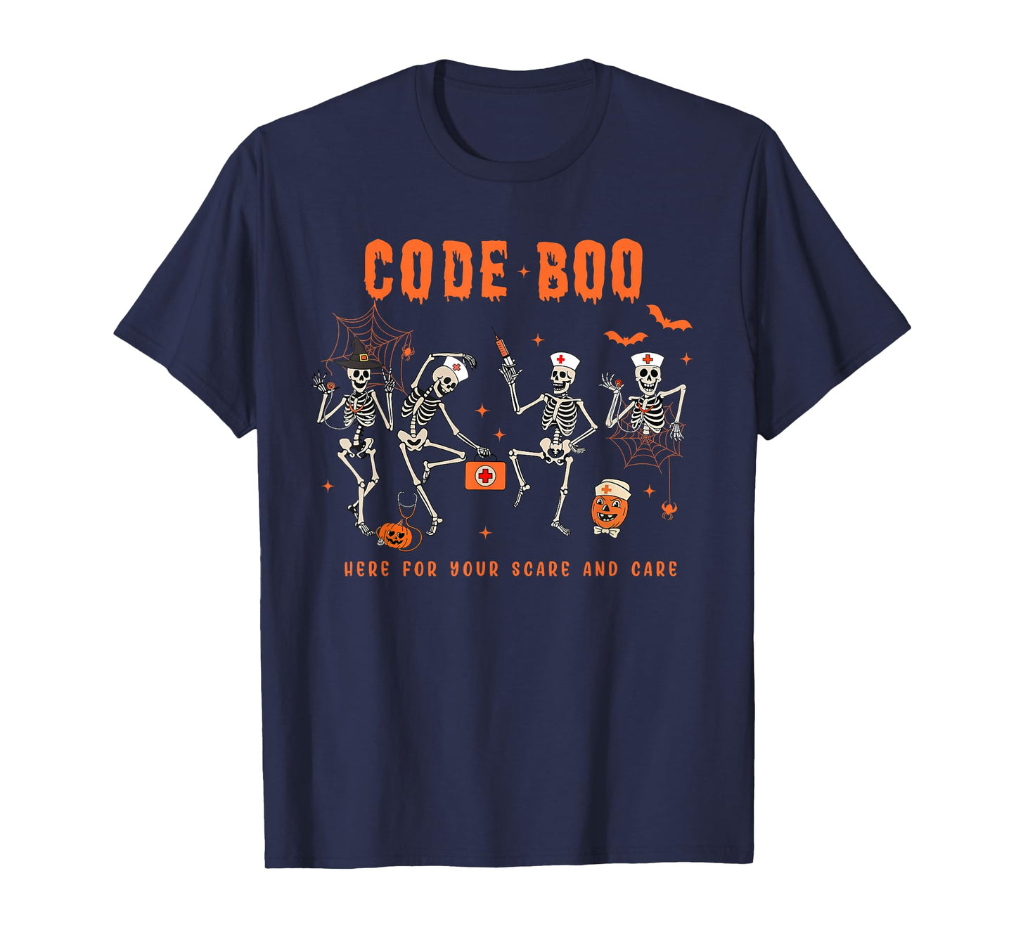 Code Boo Here for Your Scare and Care Nursing Halloween T-Shirt